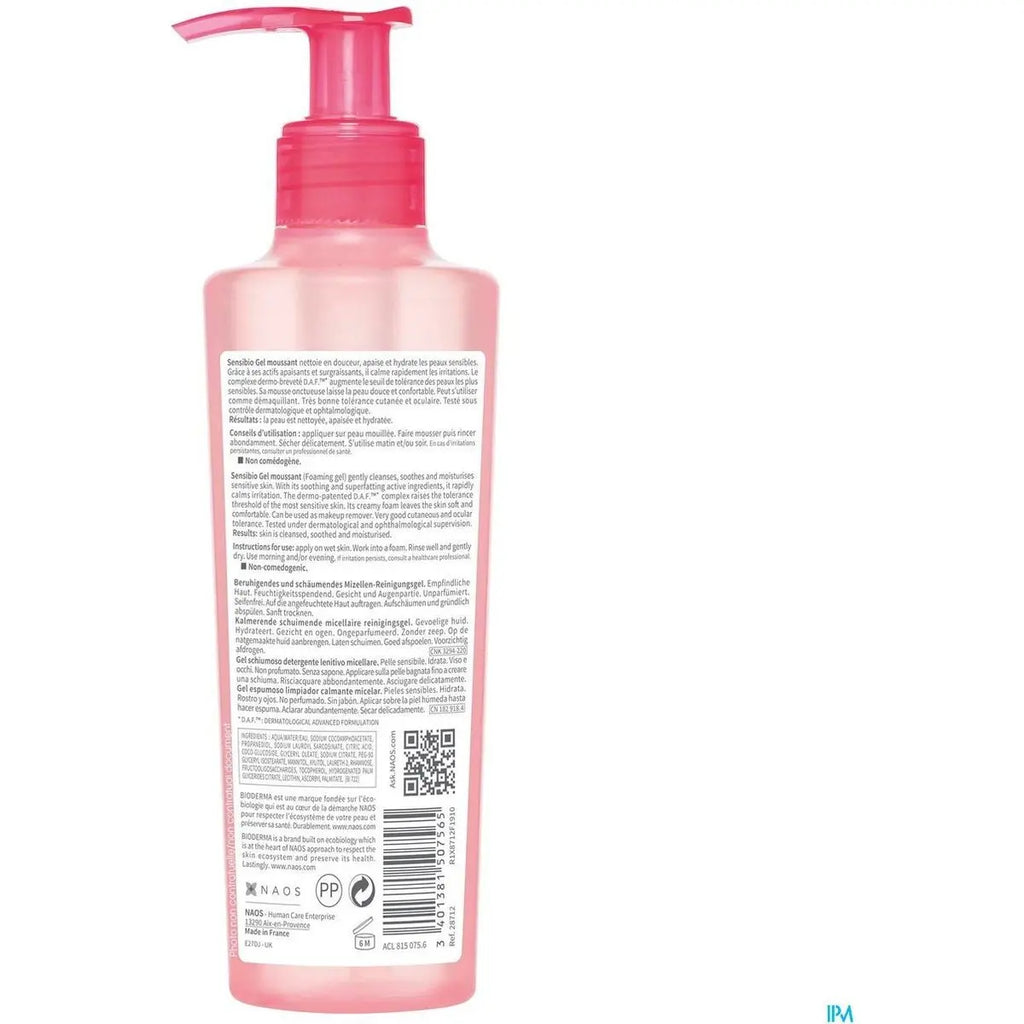 For Bioderma Sensibio Micellar Cleansing Makeup Removing Foaming Gel Vegan Facial Cleanser for Sensitive Skin Purifying