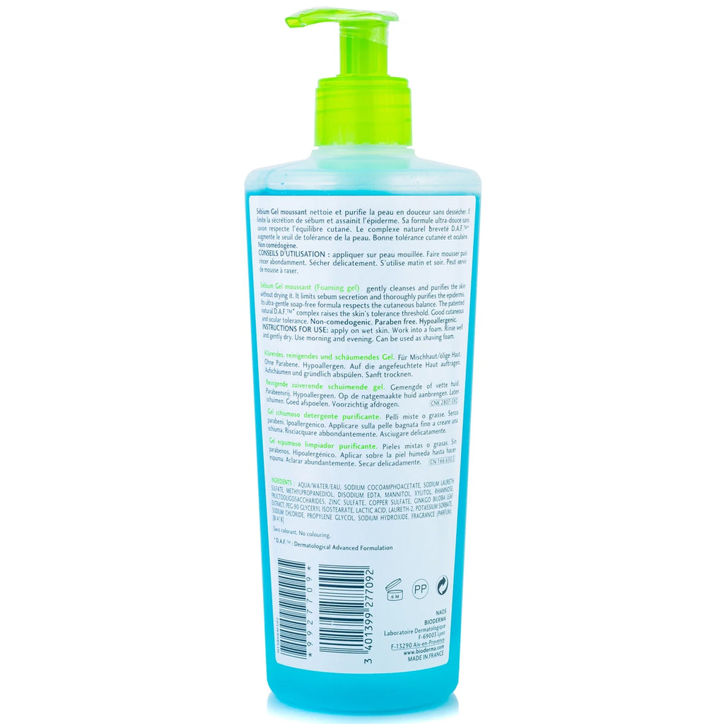 For Bioderma Sebium Makeup Removing Foaming Gel for Oily Skin Cleansing and Removing Makeup Product Code #3401399277092